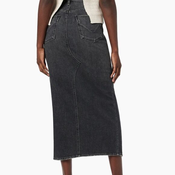 Hudson Denim Reconstructed Maxi skirt five pocket front slit black pearl grey 31 - Picture 5 of 14